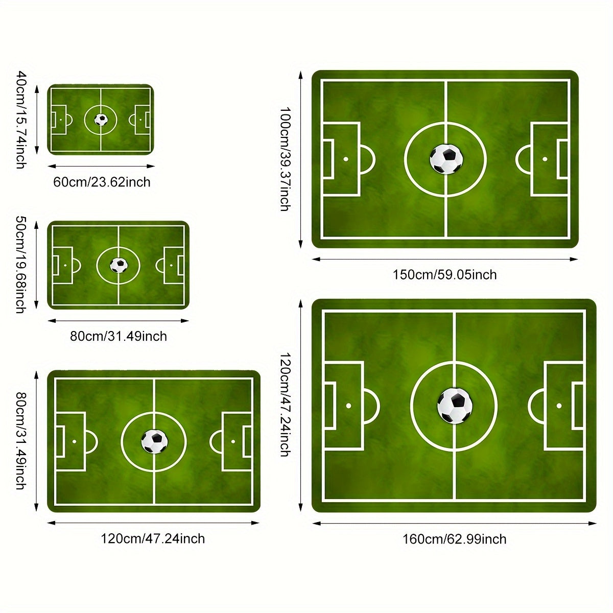 Alfombra de área con diseño de estadio de fútbol vibrante verde antideslizante y resistente a manchas