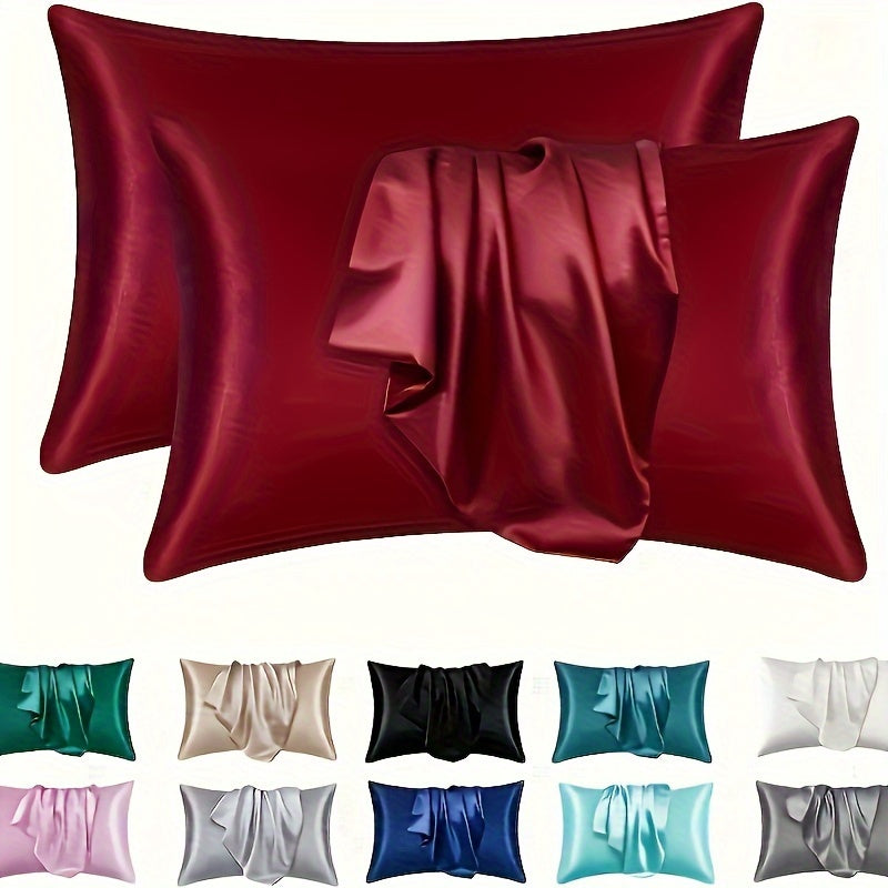 Set of Two Silky Soft Pillowcases with Breathable Cooling Feel Solid Color