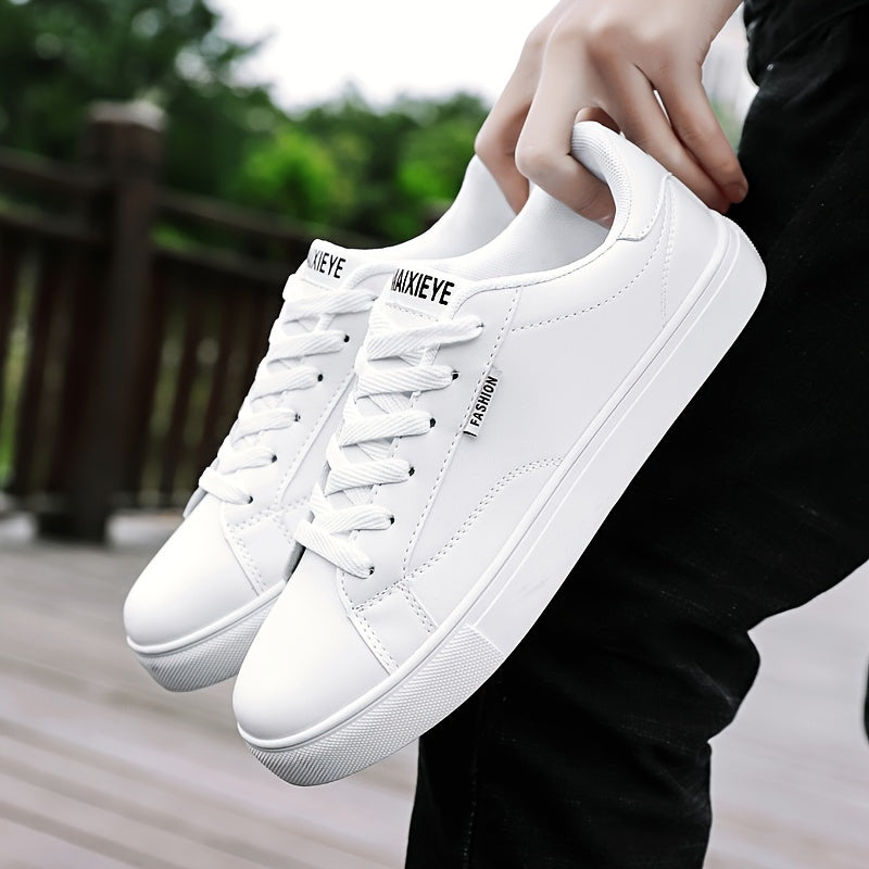 Men's Casual Skate Shoes Solid Color Low Top Lace-Up PU Upper Fabric Lining EVA Insole Rubber Sole