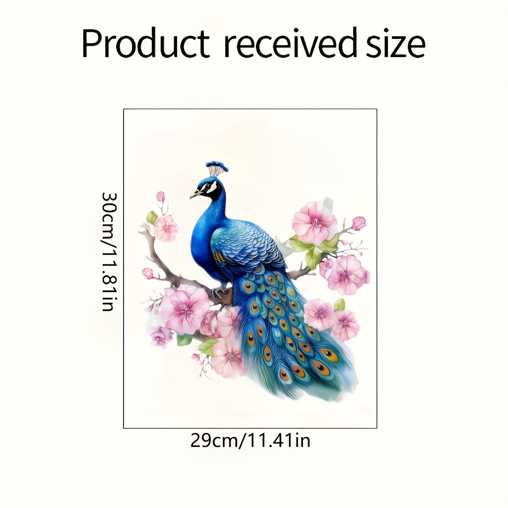Self-Adhesive PVC Wall Decals for Bathroom Decor Peacock Theme Waterproof Removable