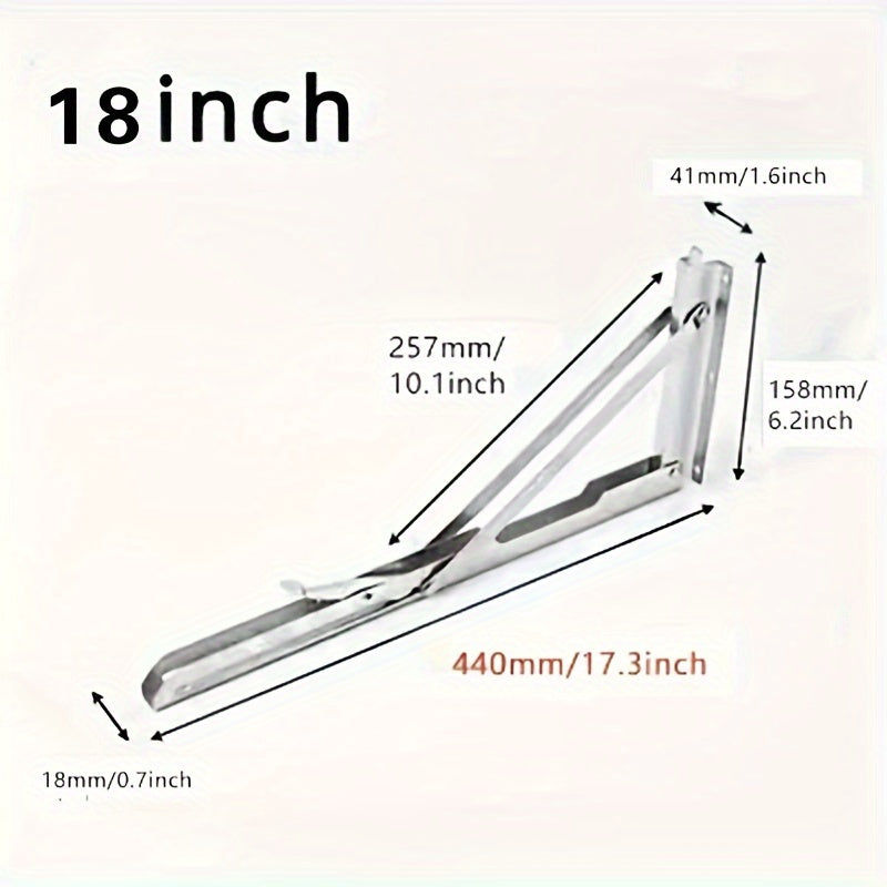 Qoplangan zanglamaydigan po'latdan yasalgan burilish burchakli braketlar, sozlanadigan uchburchak javon qo'llab-quvvatlovchilari, devorga o'rnatish uchun asbob-uskunalar