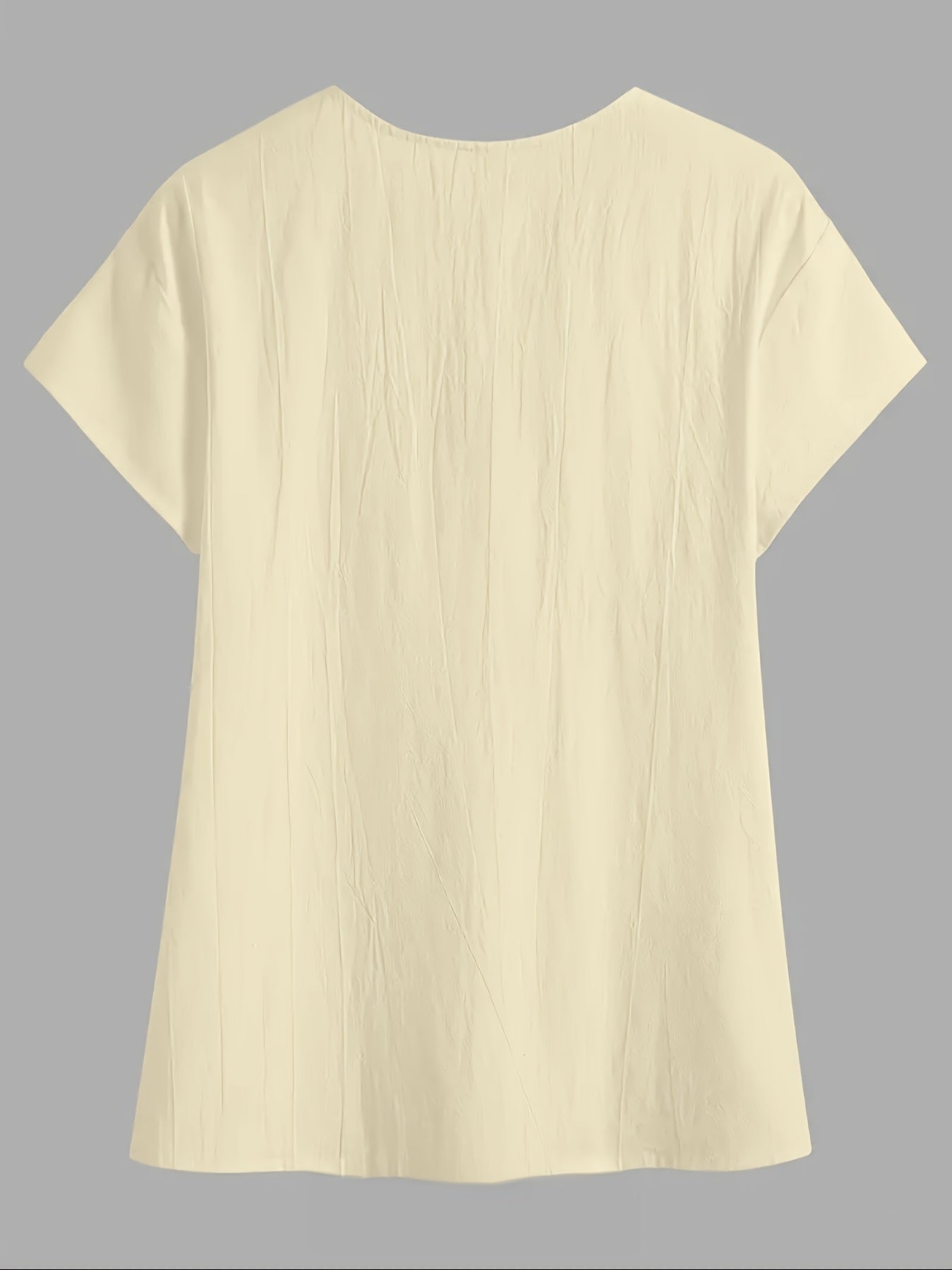 Plus Size Women's White Collared Blouse With Faux Button Details