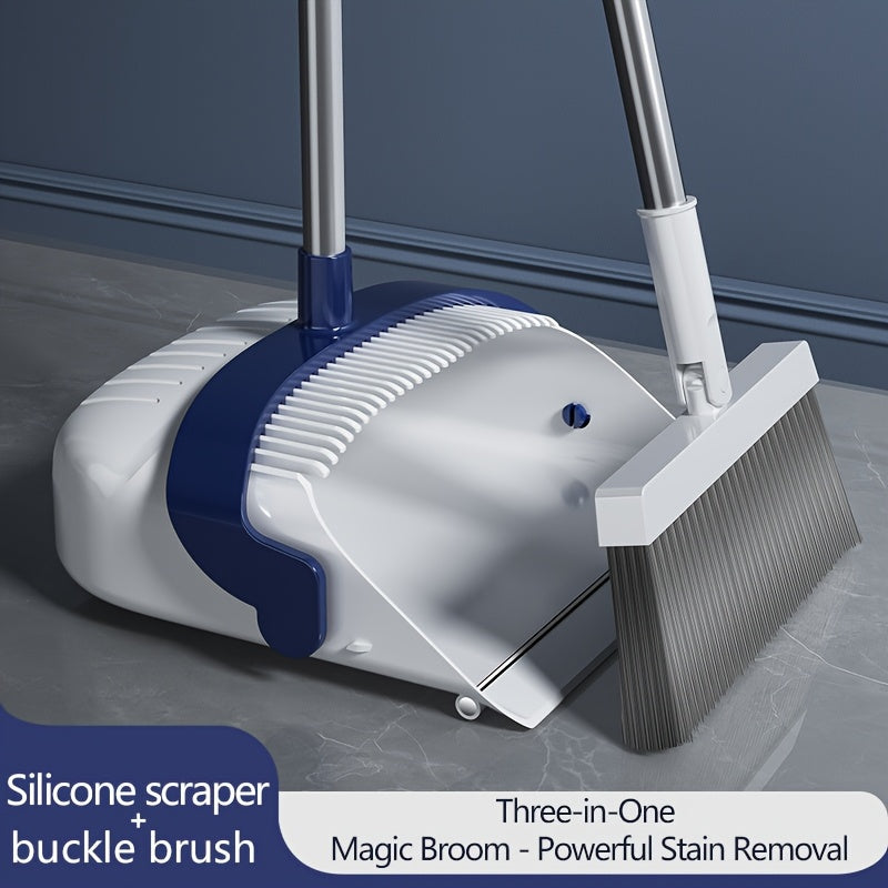 All-in-One Home Cleaning Set with Long-Handle Broom and Dustpan for Dust and Pet Hair