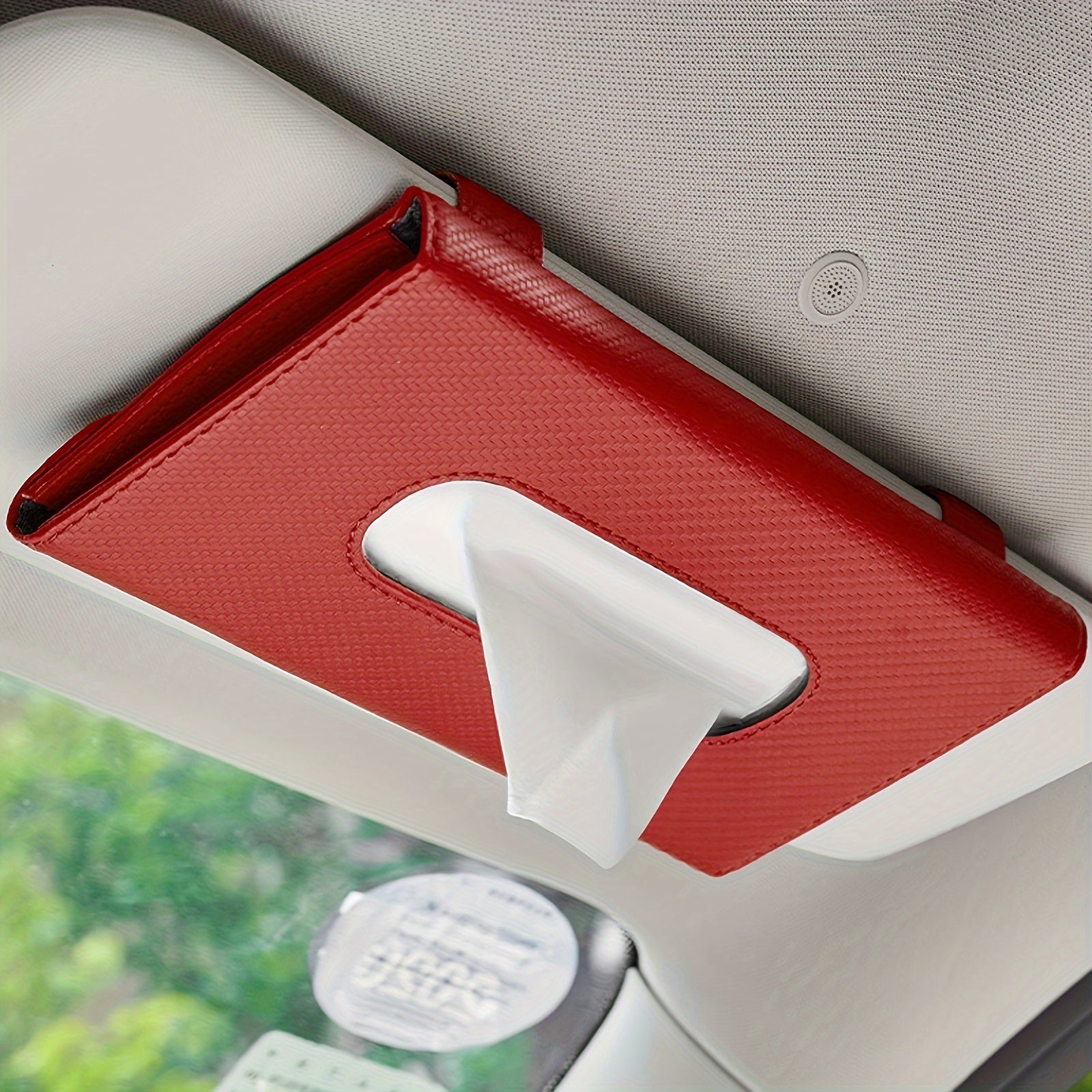 Car Sun Visor Tissue Holder PU Leather Multi-Functional Napkin Box for All Models