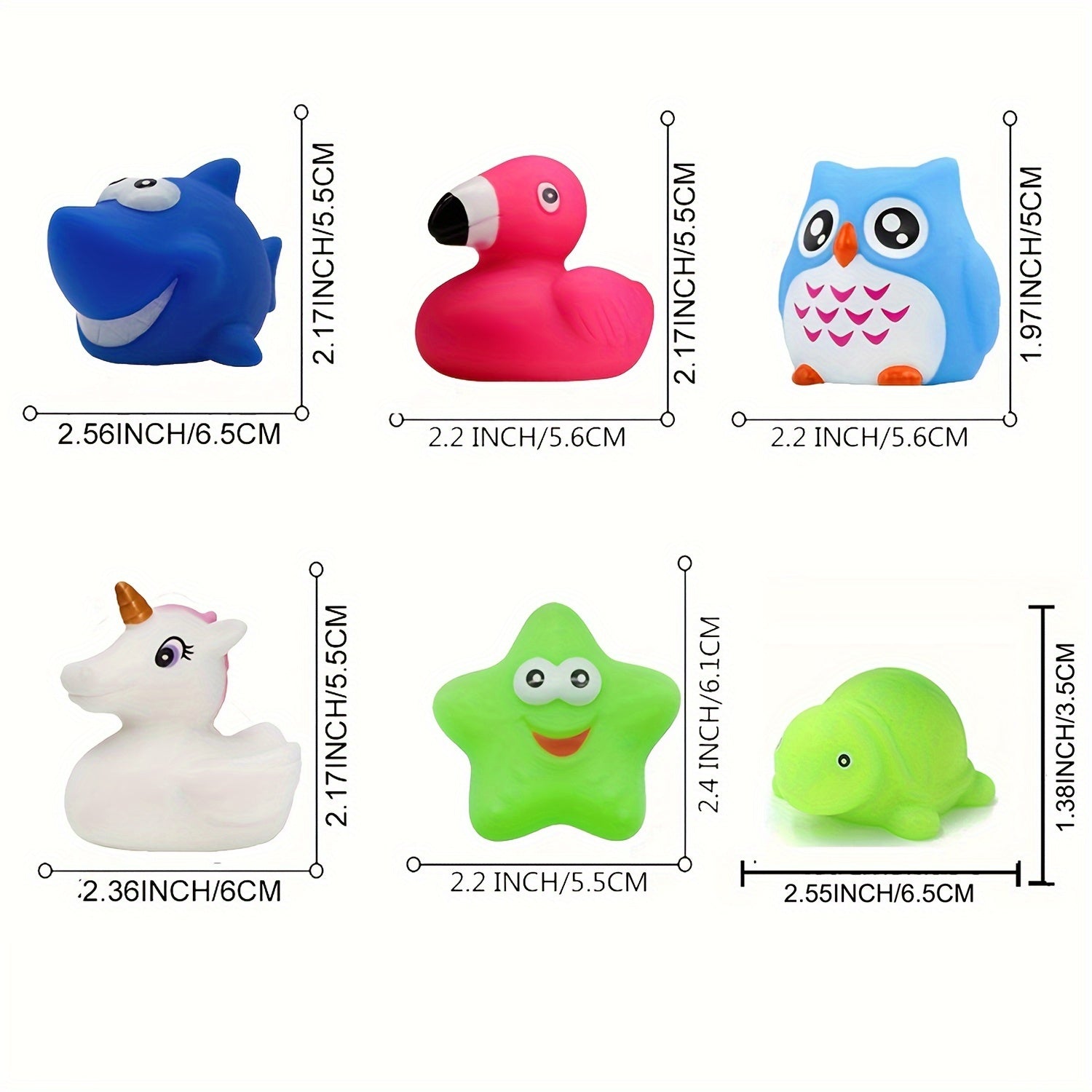 LED Light-Up Bath Toys Set for Toddlers PVC Floating Rubber Animals Color-Changing Water Play