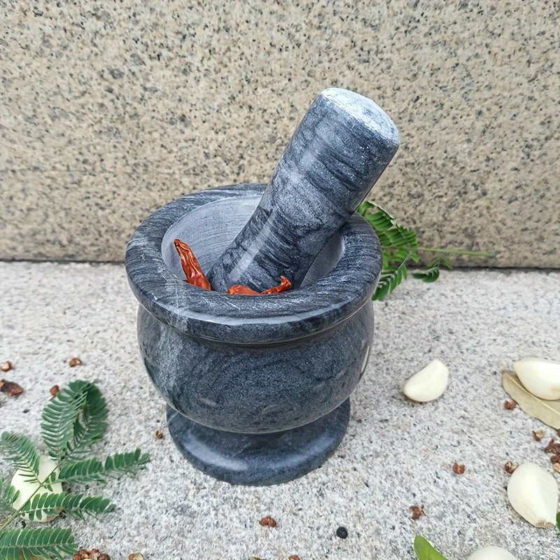 Handcrafted Marble Mortar and Pestle Set for Spices and Grains in Kitchen