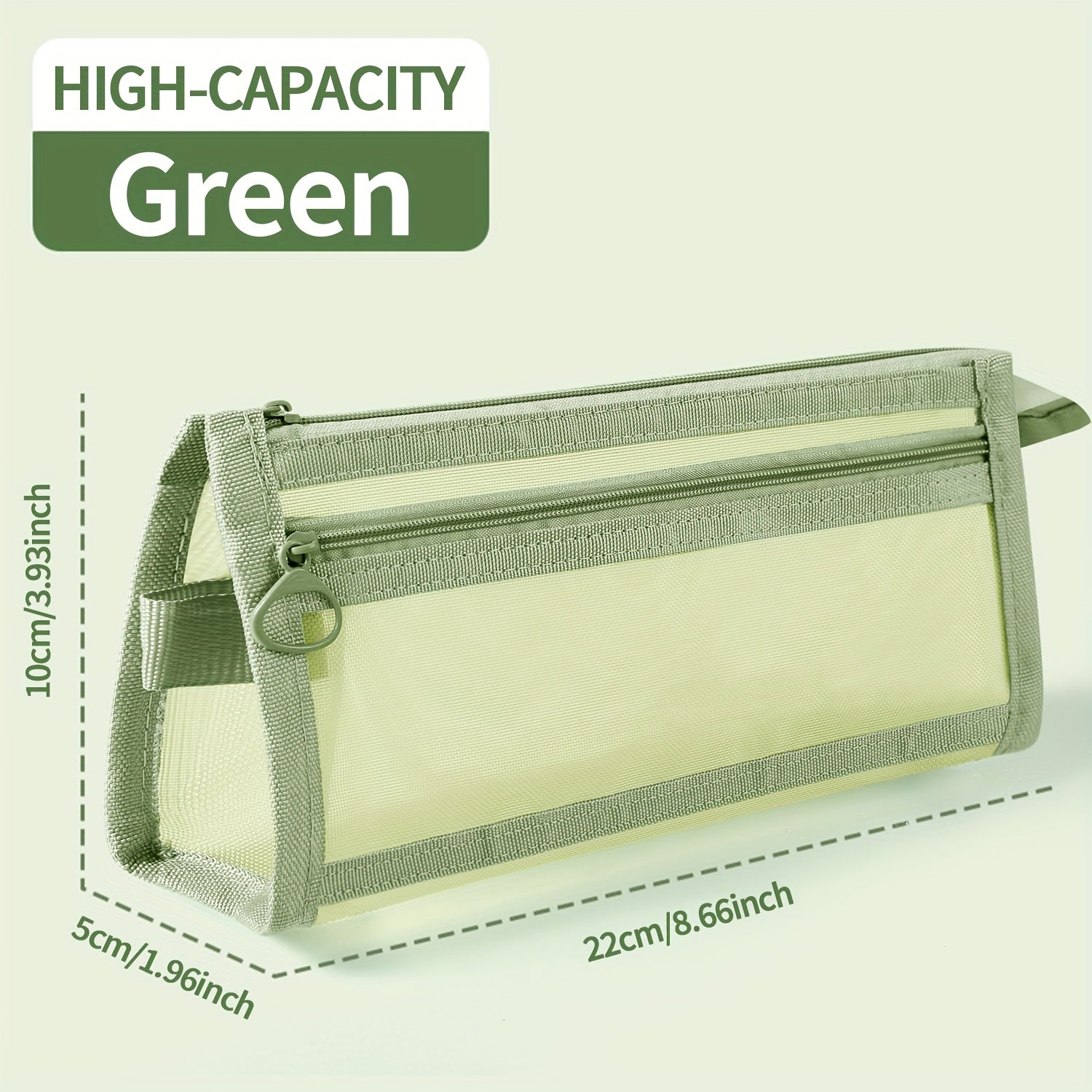 Large Capacity Mesh Pencil Case with Multifunctional Zipper for School Supplies and Cosmetics