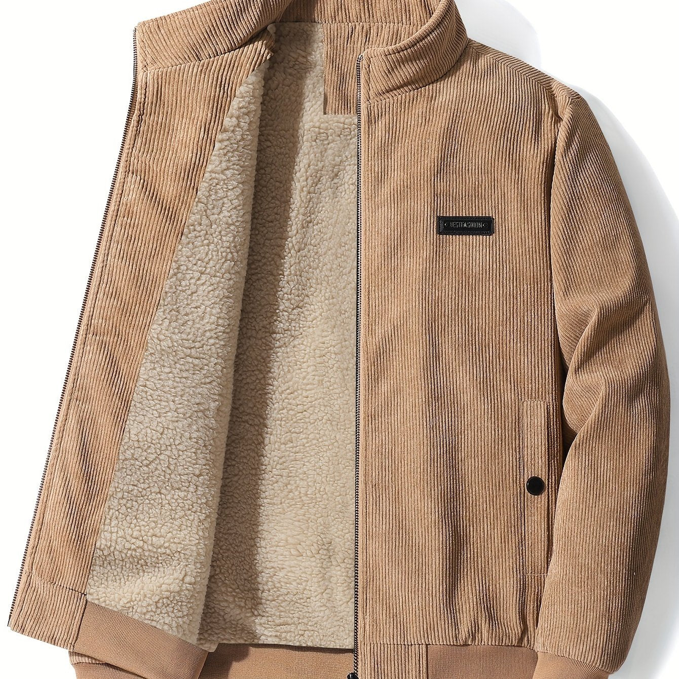 Erkaklar uchun tasodifiy korduroy turli xil ko'ylak, cho'ntaklari bilan, zamonaviy mo'ynali bomber ko'ylagi, tashqi kiyim uchun