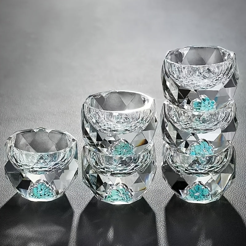 50ml Crystal Glassware Set Insulated Reusable Diamond-Cut Glasses for Spirits and Tea