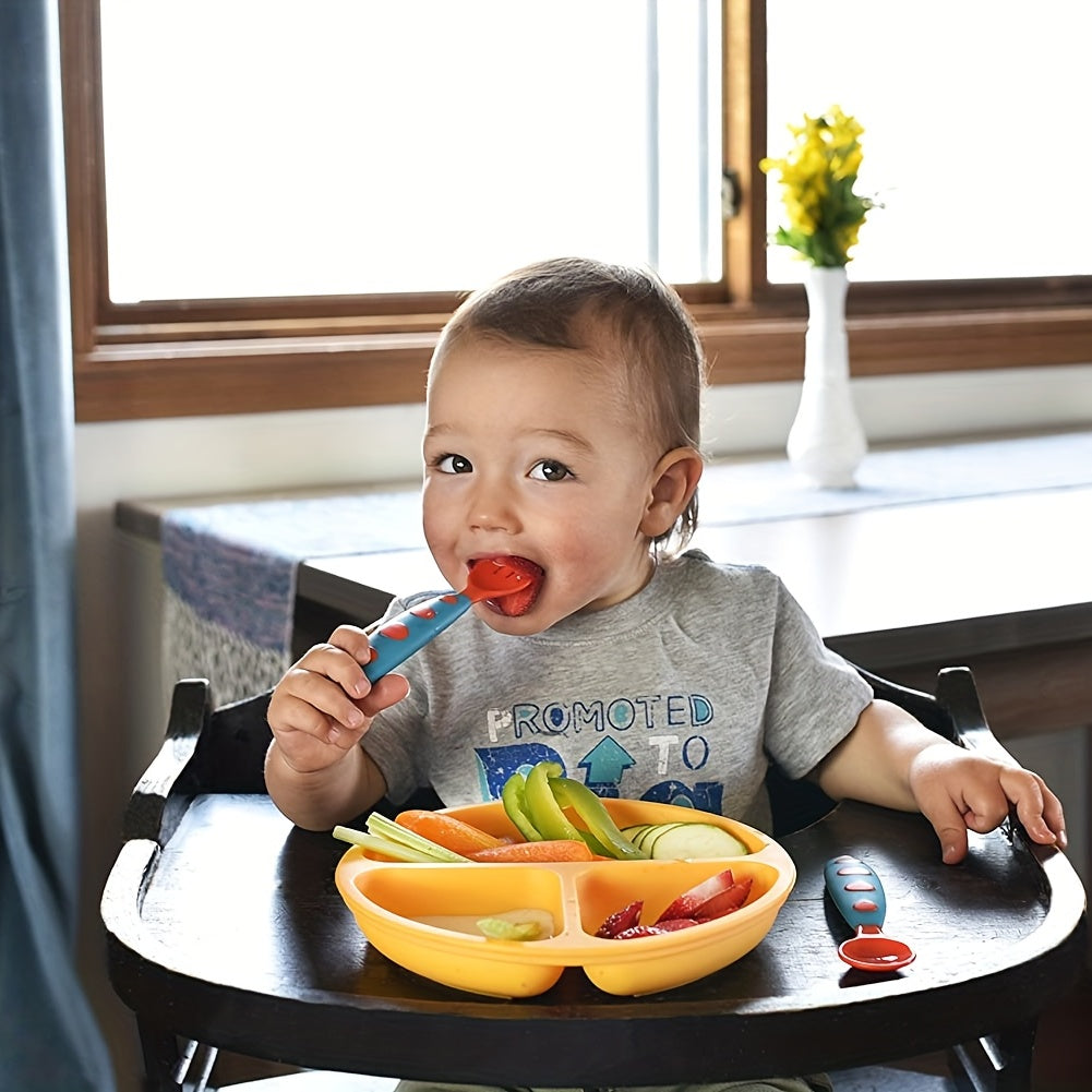 Baby Silicone Suction Plate with Divided Design and Lid for Babies Dinner