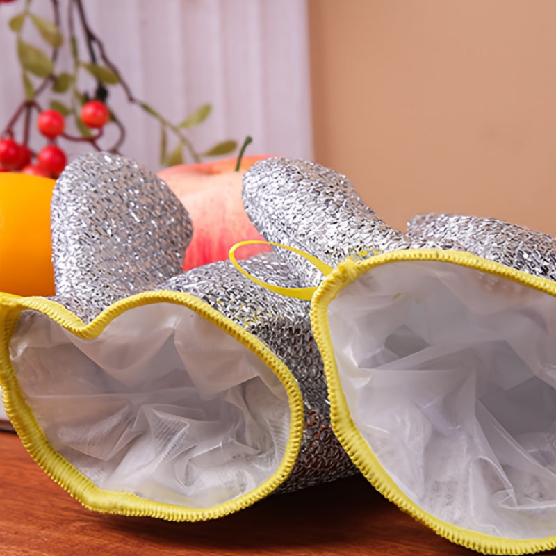 Set of Four Silver Cleaning Gloves with Liner for Kitchen Bathroom and Patio Use