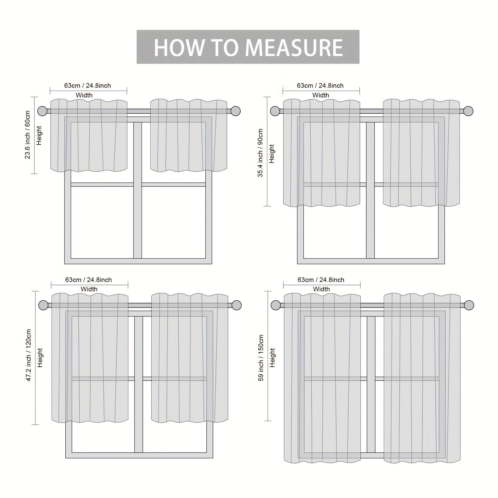 Set of 2 Semi-Sheer Rustic Plant Flower Curtains for Kitchen Bedroom Bathroom with Rod Pocket