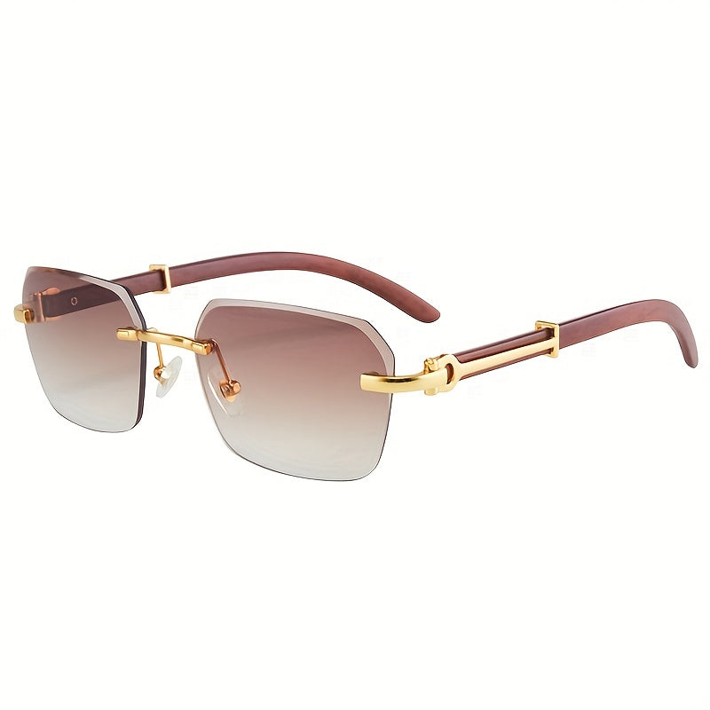 Men's Square Frameless PC Lens Fashion Sunglasses for Men