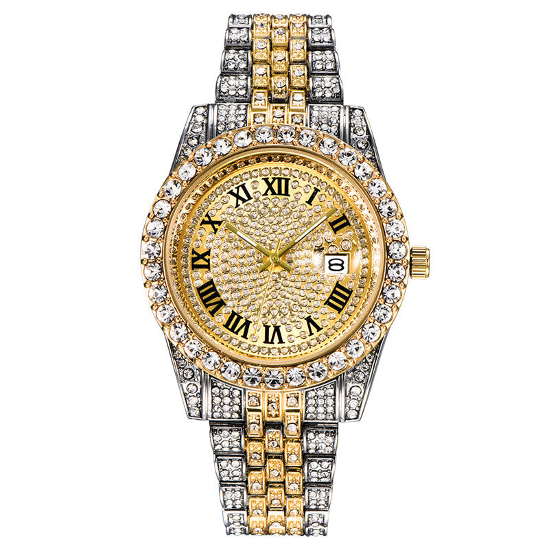Women's Steel Band Vintage Quartz Watch with Rhinestone Dial