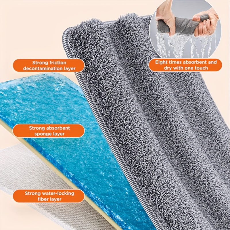 7-Color Flat Mop and Bucket Set with Microfiber Pads for Tile Hardwood Floors