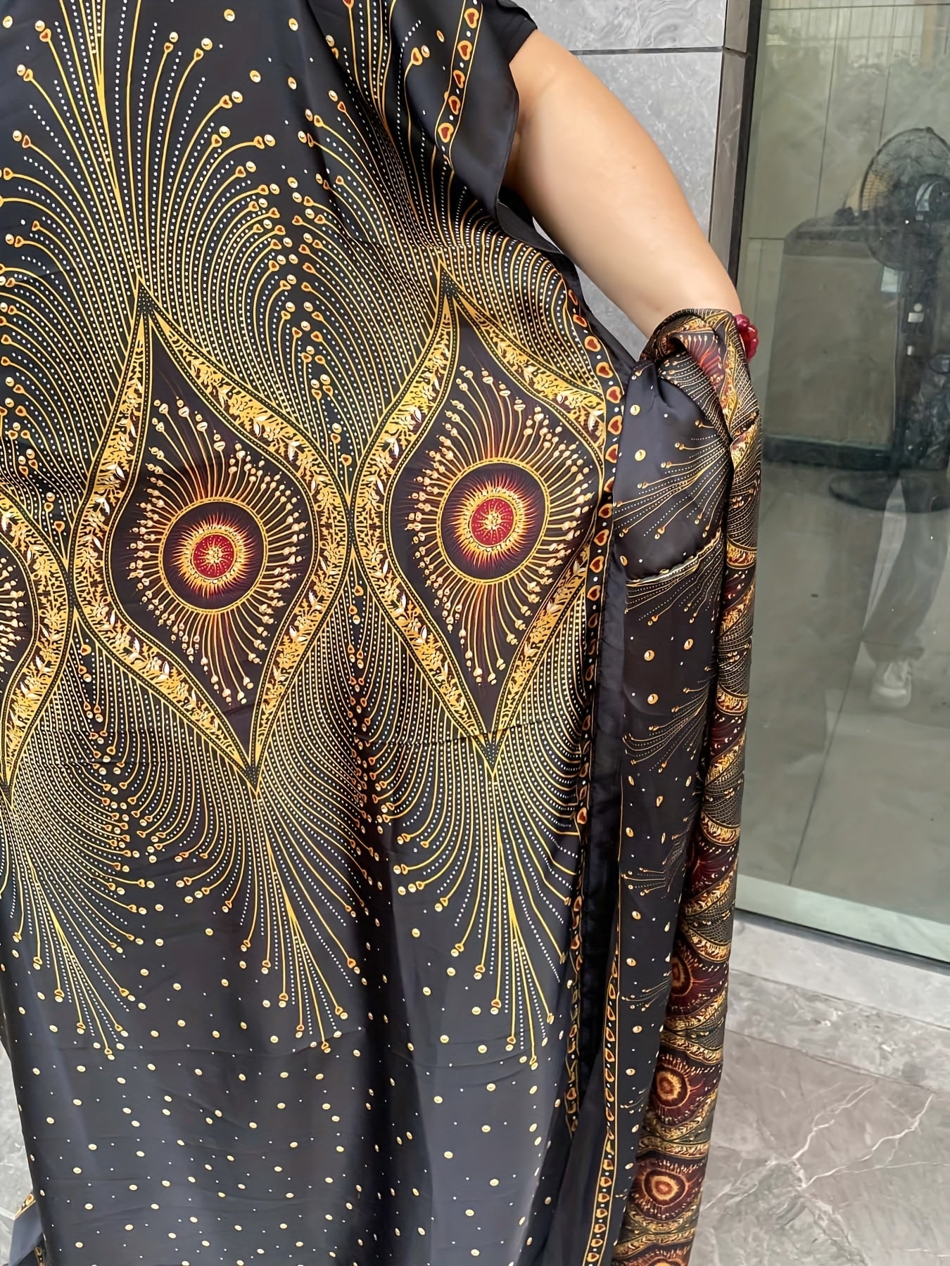 Plus Size Floral Print Longline Dress Short Sleeve Crew Neck Summer Women's Clothing