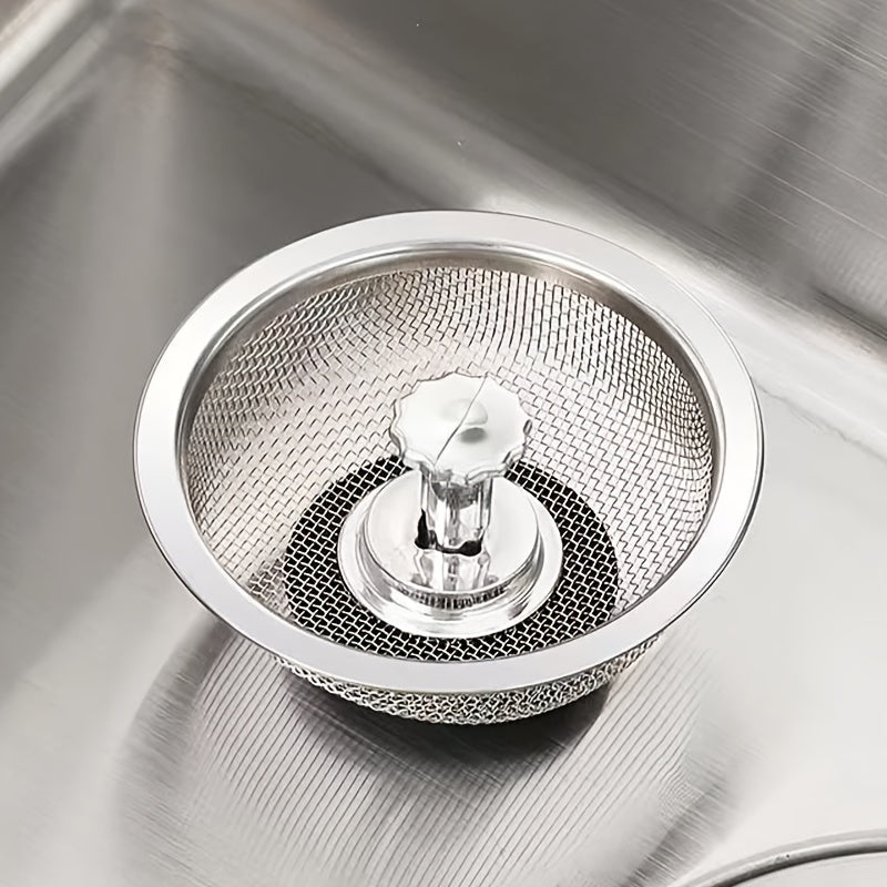 Stainless Steel Sink Strainer with Stopper Food Scrap Filter Dishwasher Safe