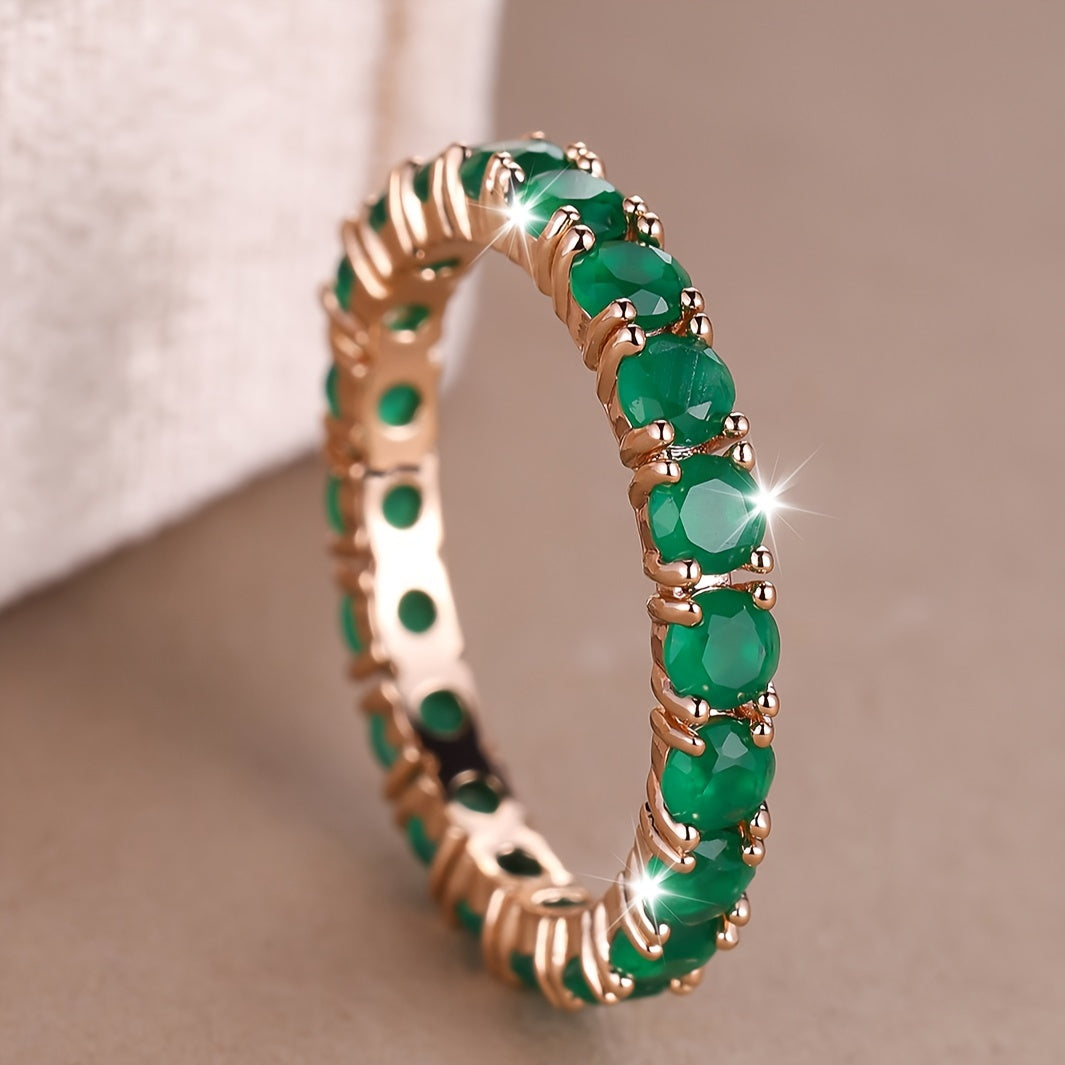 Elegant Boho Eternity Ring with Multicolor Zirconia Stones for Women