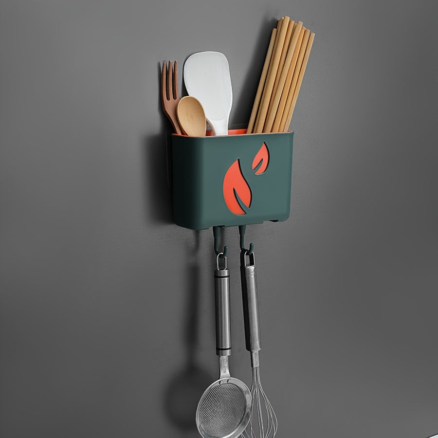 Wall-Mounted Storage Rack with Drainage, Single Tier, No-Drill Kitchen Bathroom Organizer