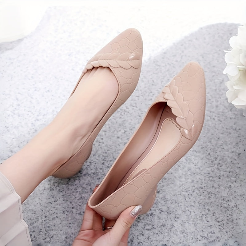 Women's Pointed Mid-Heel Shoes Stylish Comfortable Flat Shoes for Daily Wear