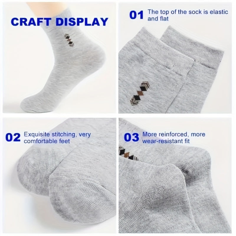 Calcetines de negocios para hombre, 10 pares, hasta la mitad de la pantorrilla, patrón geométrico, poliéster y spandex, duraderos