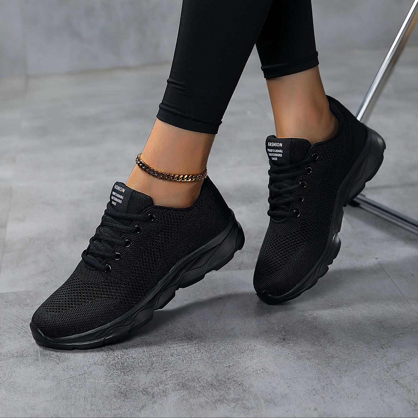 Women Breathable Mesh Knit Sneakers Allseason Casual Athletic Shoes Black White 35-44