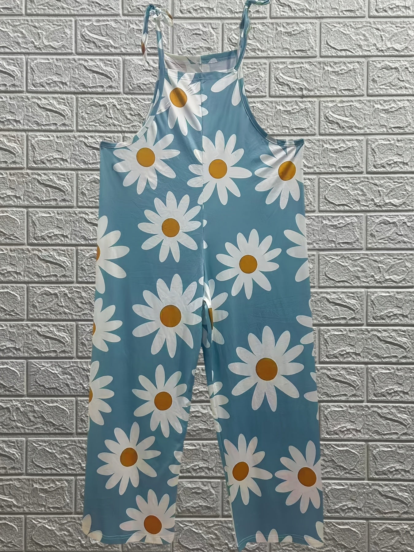 Mono de verano de tirantes finos para mujer de talla grande con estampado floral y alta elasticidad, no transparente