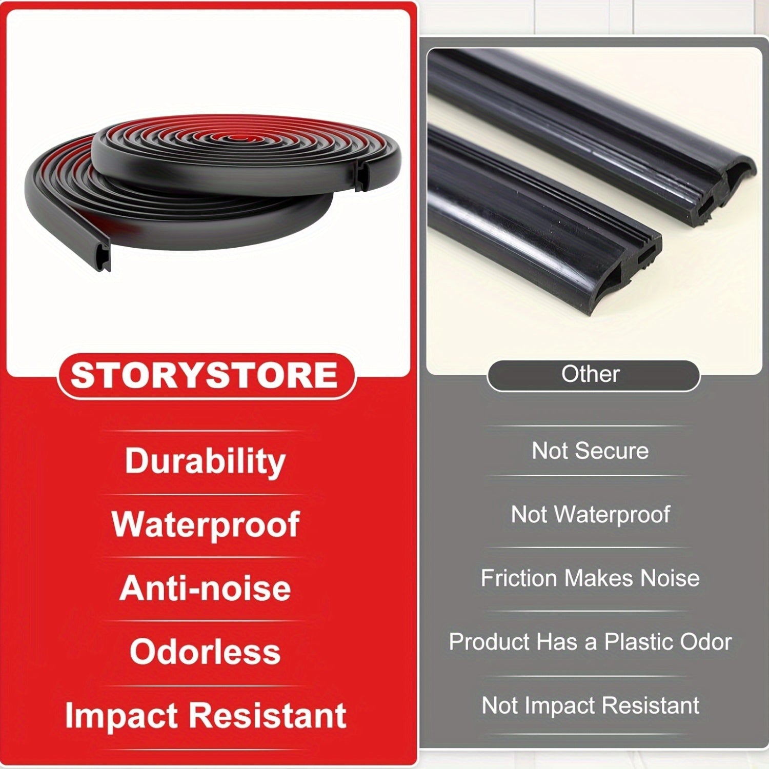 Multi-Use Rubber Door Seal Strip Weatherproof Soundproof Self-Adhesive Insulation