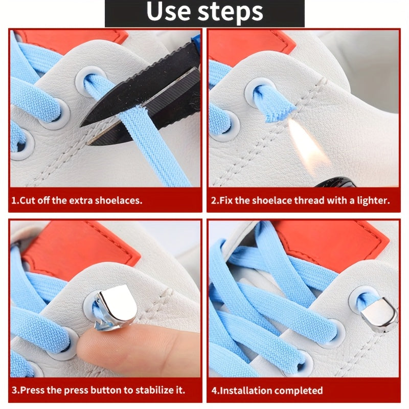 Adult Non-Slip Elastic Shoe Laces, Polyester Spandex, 9 Colors, 100cm