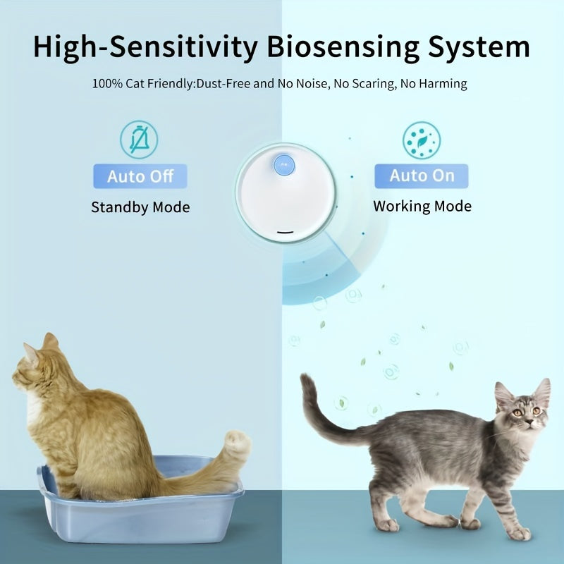 Cat Odor Purifier for Litter Boxes Smart Device with 24-Hour Monitoring Pet-Friendly Sensor Light