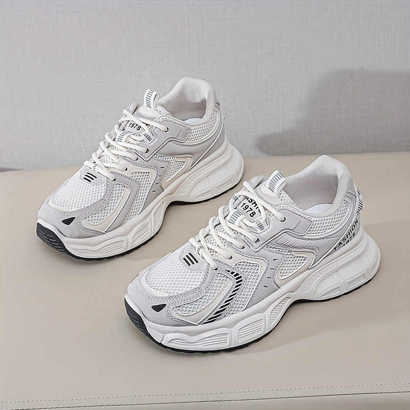 Women's Sneakers Fall 2024 Mesh Fabric Thick Sole Casual Running Breathable