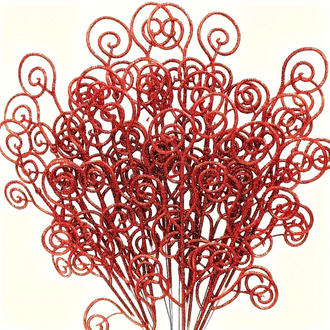 12-Pack Red Candy Circle Leaves Artificial Pine Tree Topper for Christmas and Eid