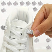 12 Pcs Stainless Steel No-Tie Shoe Clips Diamond-Studded Buckles for Sneakers