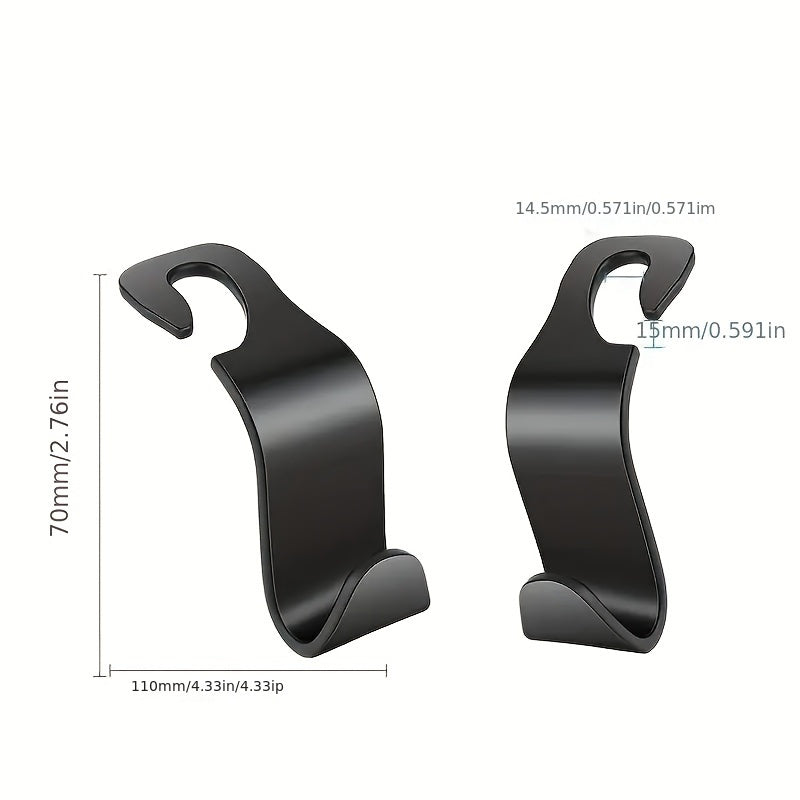 2pcs ABS Adhesive Car Hooks Concealed Rear Organizer Hangers for Handbags