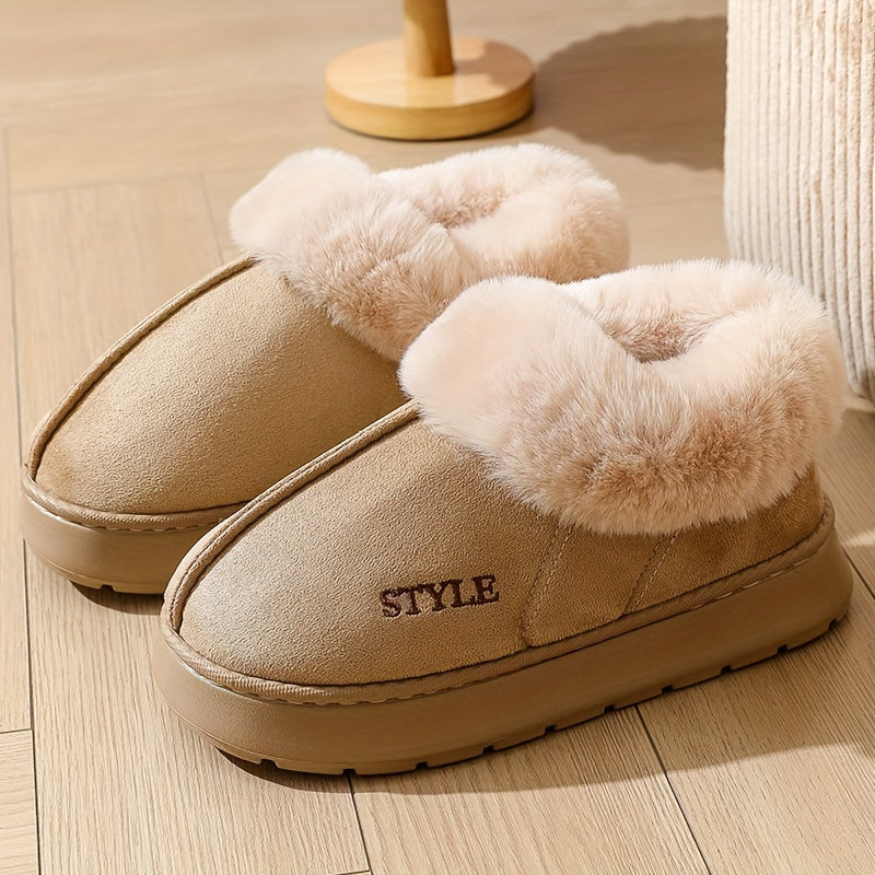 Pantuflas de felpa con forro de forro polar para hombre en gris y beige para uso casual en interiores