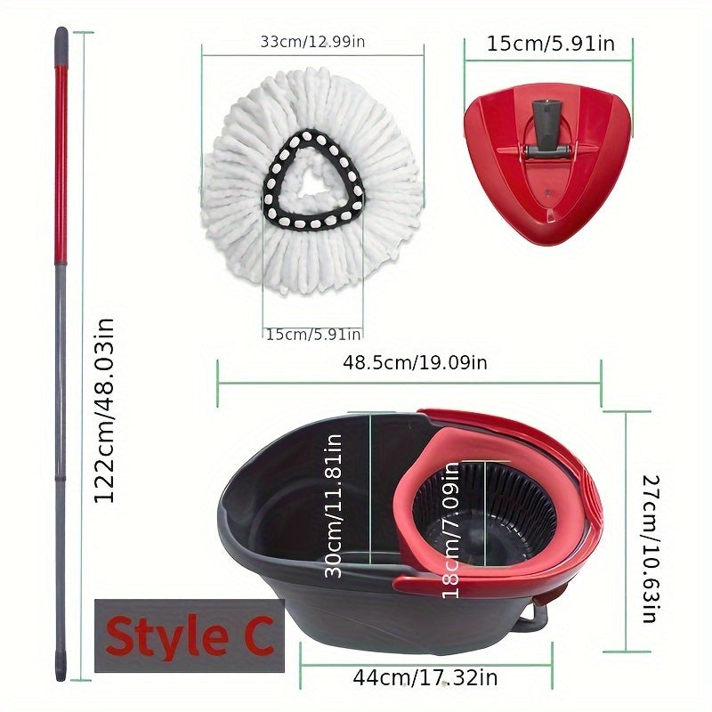 Spin Mop Set with 360° Rotating Bucket and Microfiber Pads for Easy Cleaning