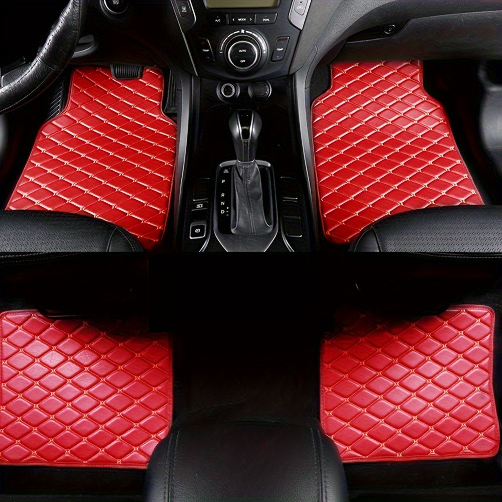 Universal Faux Leather Car Floor Mats Set of 4 Scratch Resistant Non Slip