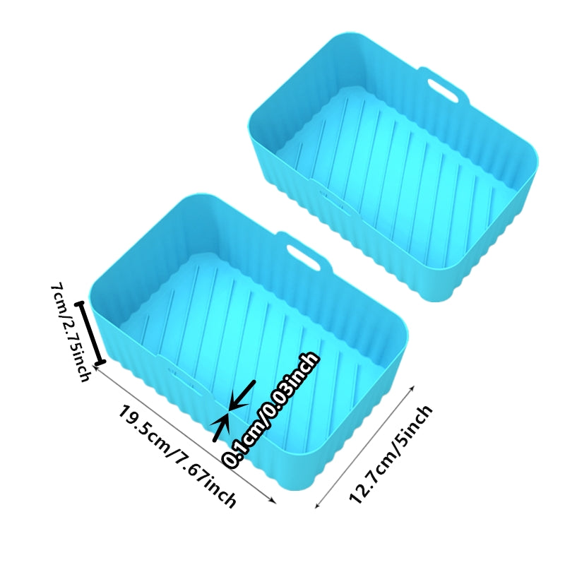1/2 dona kvadrat havo fritüri silikon qozon oven pishirish panjara uchun, o'lchami 19.48cm x 12.7cm x 6.99cm.