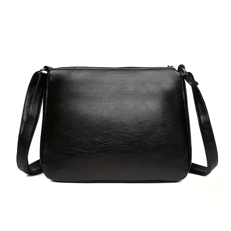 Multi-Layer Crossbody Shoulder Bag with Zipper Details for Women