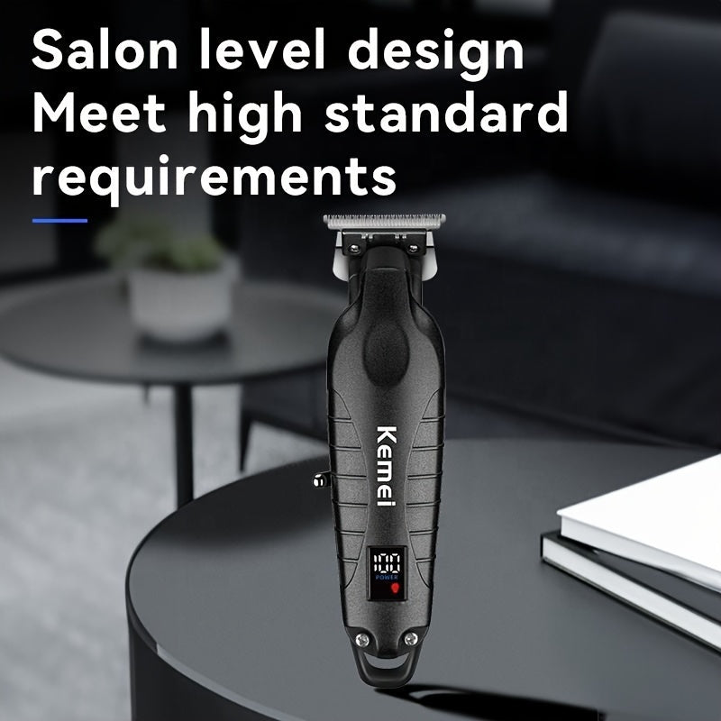 Electric Hair Clipper Set Cordless USB Rechargeable LCD Display Temperature Control for Home Salon