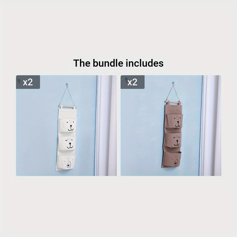 Hanging Storage Bag Wall Organizer Cartoon Pattern 60cm Tidy Small Items