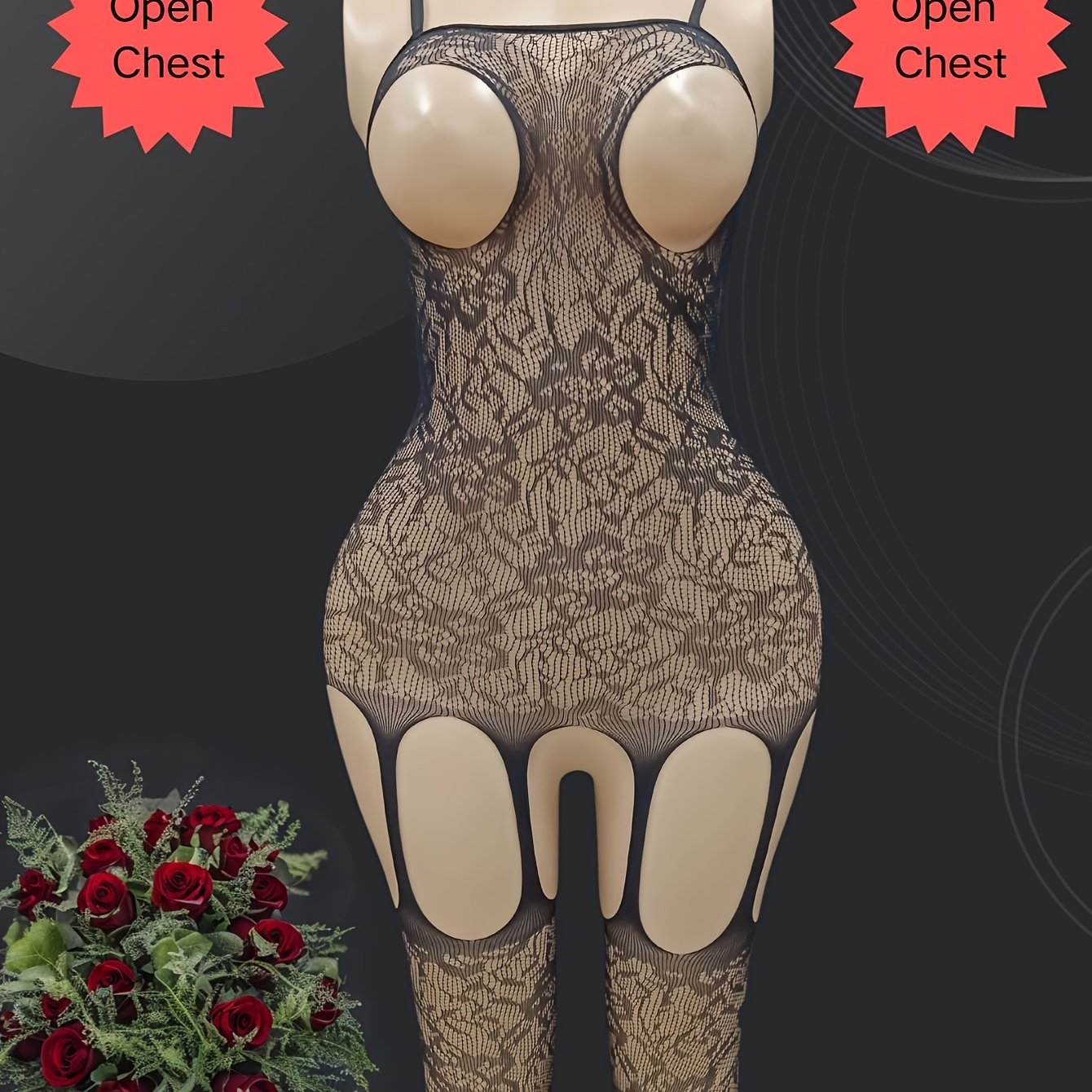 1 dona ayollar uchun sexy jacquard shaffof bodysuit, 95% polyamid va 5% elastandan tayyorlangan. To'qilgan mato, yengil qo'llab-quvvatlash, ko'krak yostiqsiz. Kattalar uchun baliq to'rli ichki kiyim, yelka tasmalari va ochiq qorin bilan.