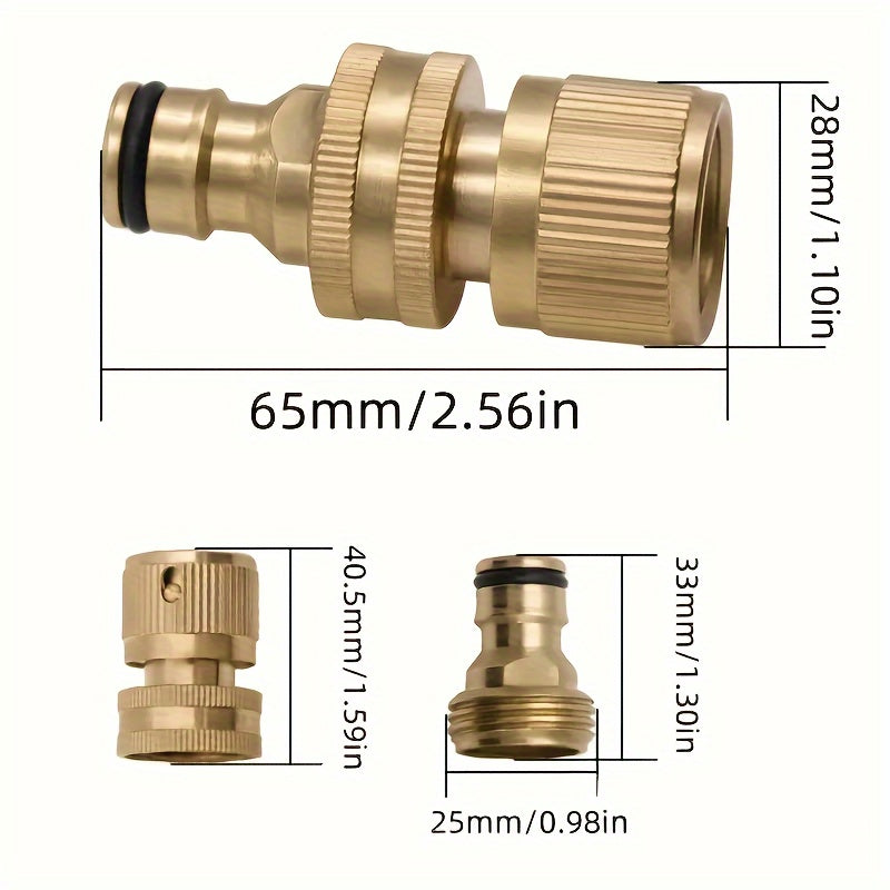Garden Hose Quick Connectors Solid Brass 3/4 Inch GHT Fittings No-Leak