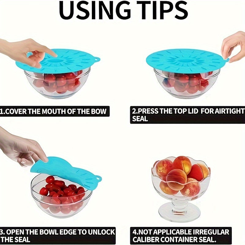 Set of 5 Silicone Food Covers Microwave and Dishwasher Safe Various Sizes