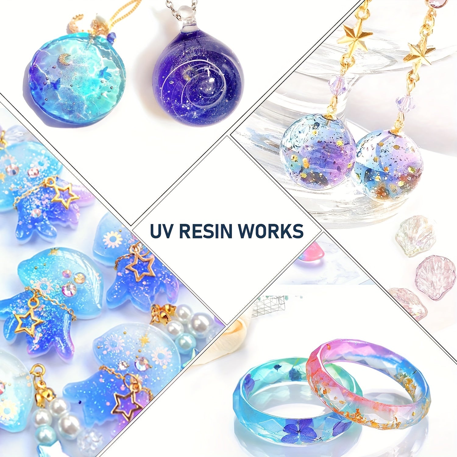 UV Resin Kit 10g 25g 60g 100g Clear Hard Epoxy for Jewelry and Art Projects