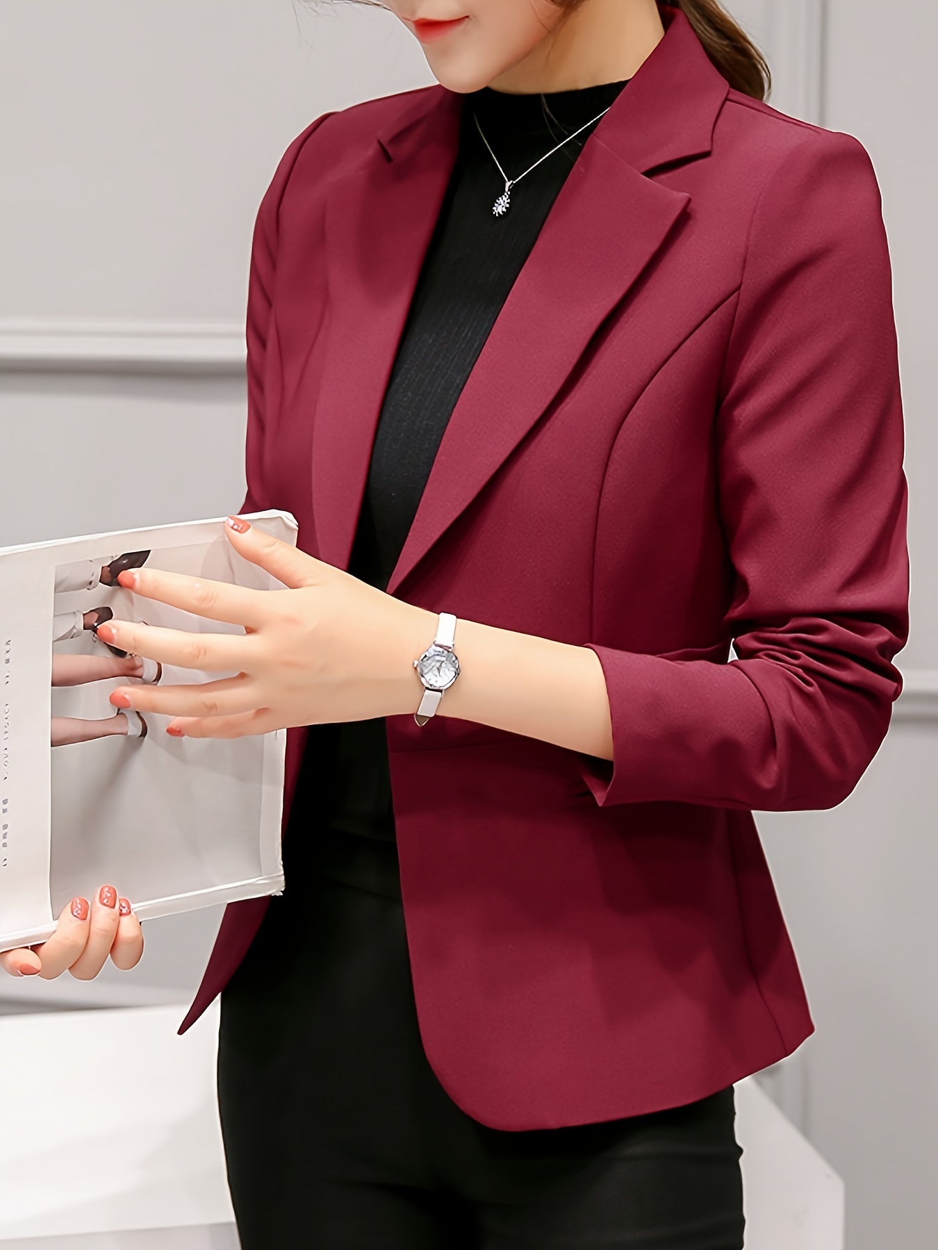 Women's Autumn Suit Long Sleeve Solid Polyester Casual Versatile Small Size