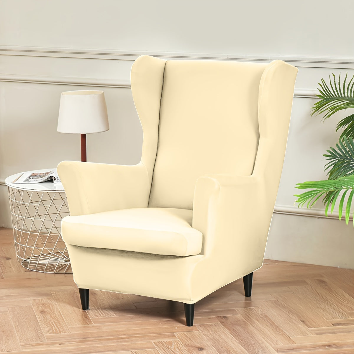 Yumshoq rangli qanot shaklidagi divan qopqog'i uchun yashash xonasi va yotoq xonasi