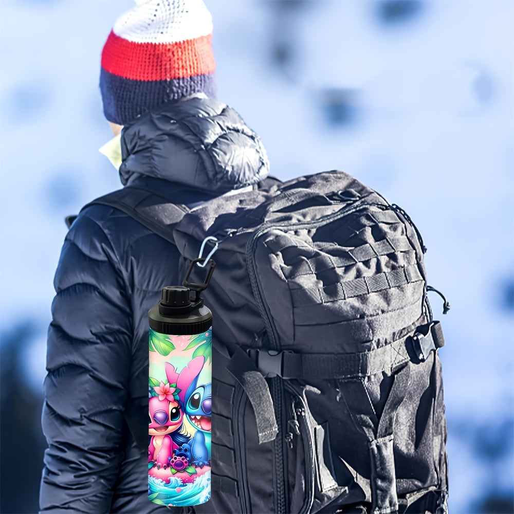 20oz Stainless Steel Water Bottle with Stitch and Angel Cartoon Characters Insulated Hot Cold Travel