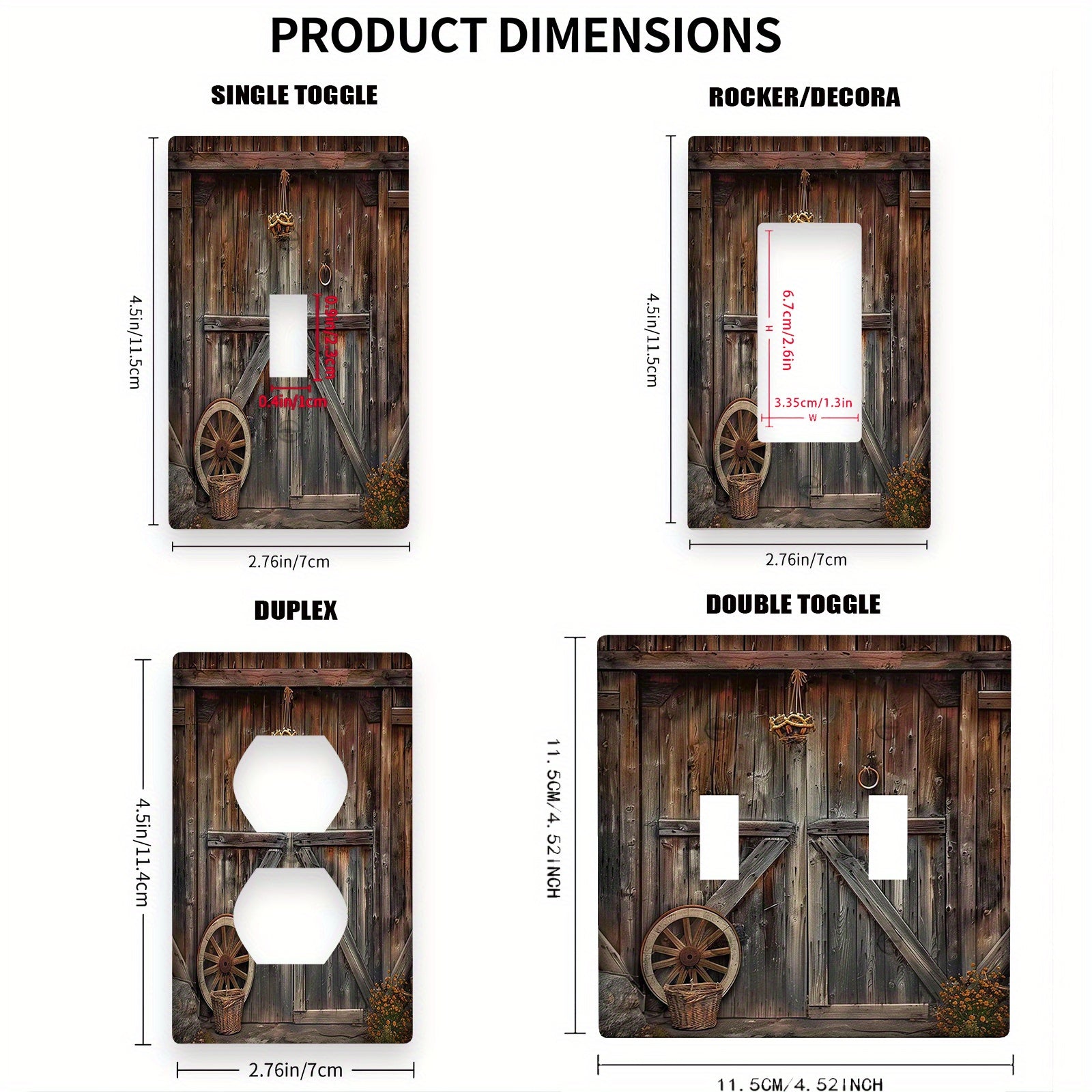 Rustic Barn Door Style Light Switch Cover and Outlet Plate for Kitchen and Bedroom 1-Gang or 2-Gang