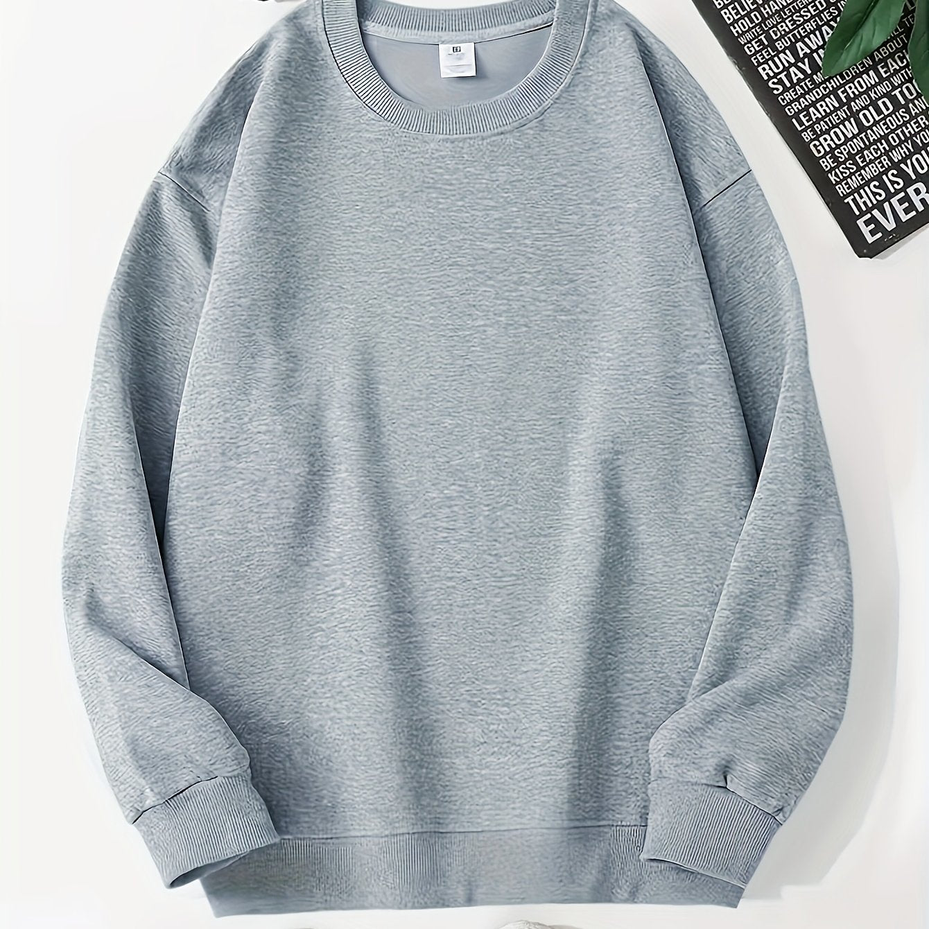 Men's Solid Polyester Crew Neck Sweatshirt Unisex Casual All Seasons